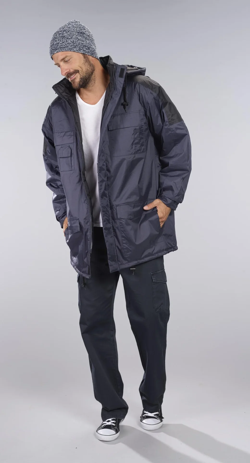 Thermoparka mit Kapuze, Farbe marine/schwarz, Gr. M - 4