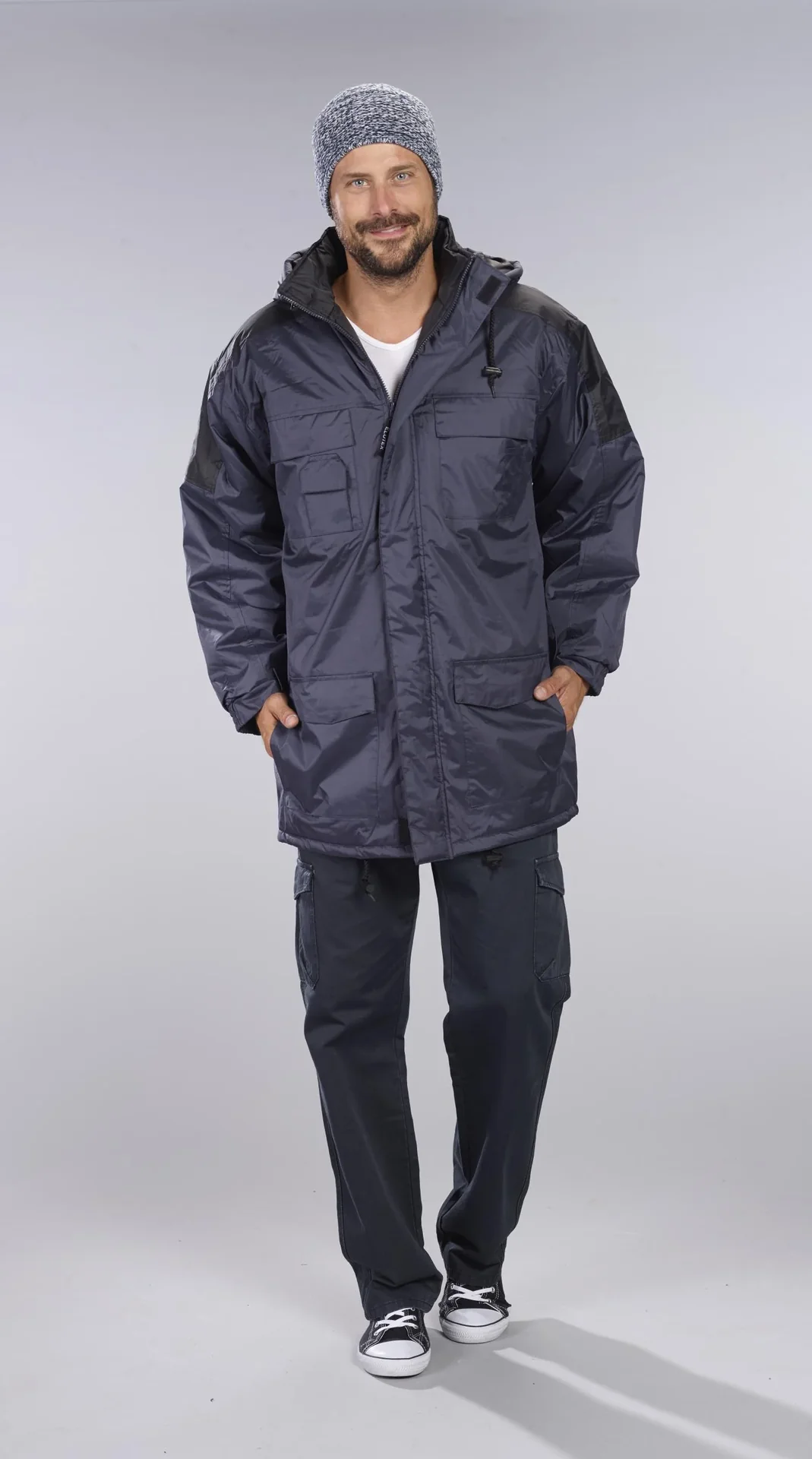 Thermoparka mit Kapuze, Farbe marine/schwarz, Gr. M - 5