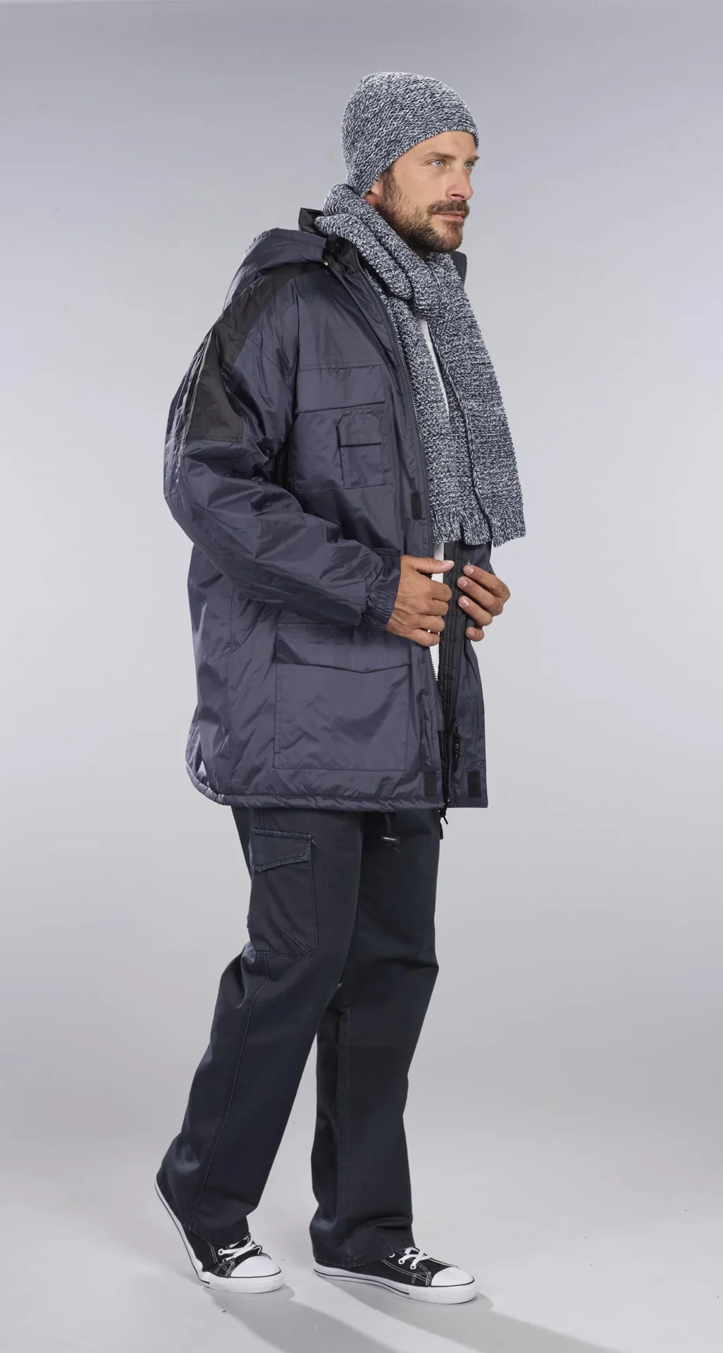 Thermoparka mit Kapuze, Farbe marine/schwarz, Gr. M - 6
