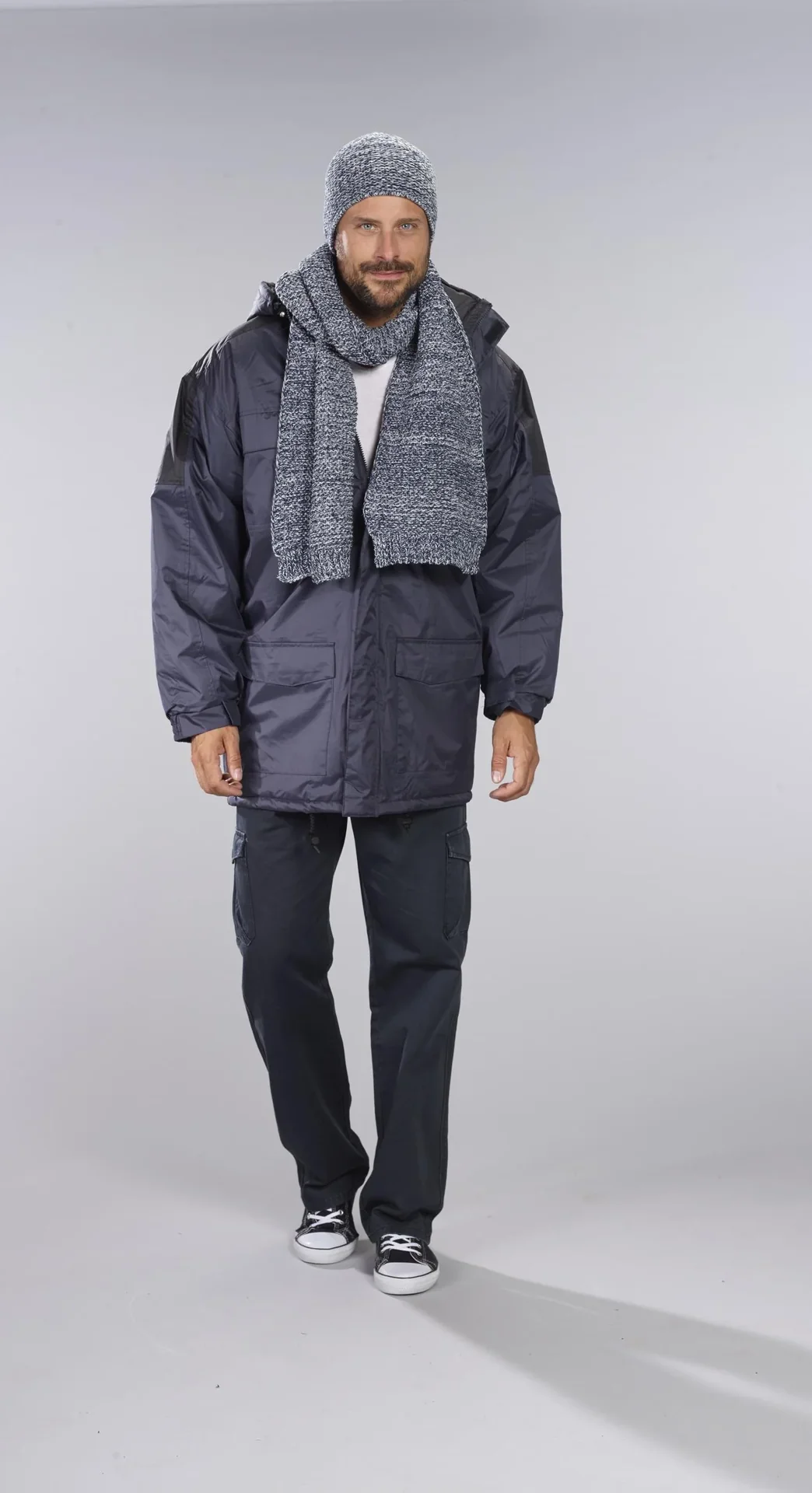 Thermoparka mit Kapuze, Farbe marine/schwarz, Gr. M - 7