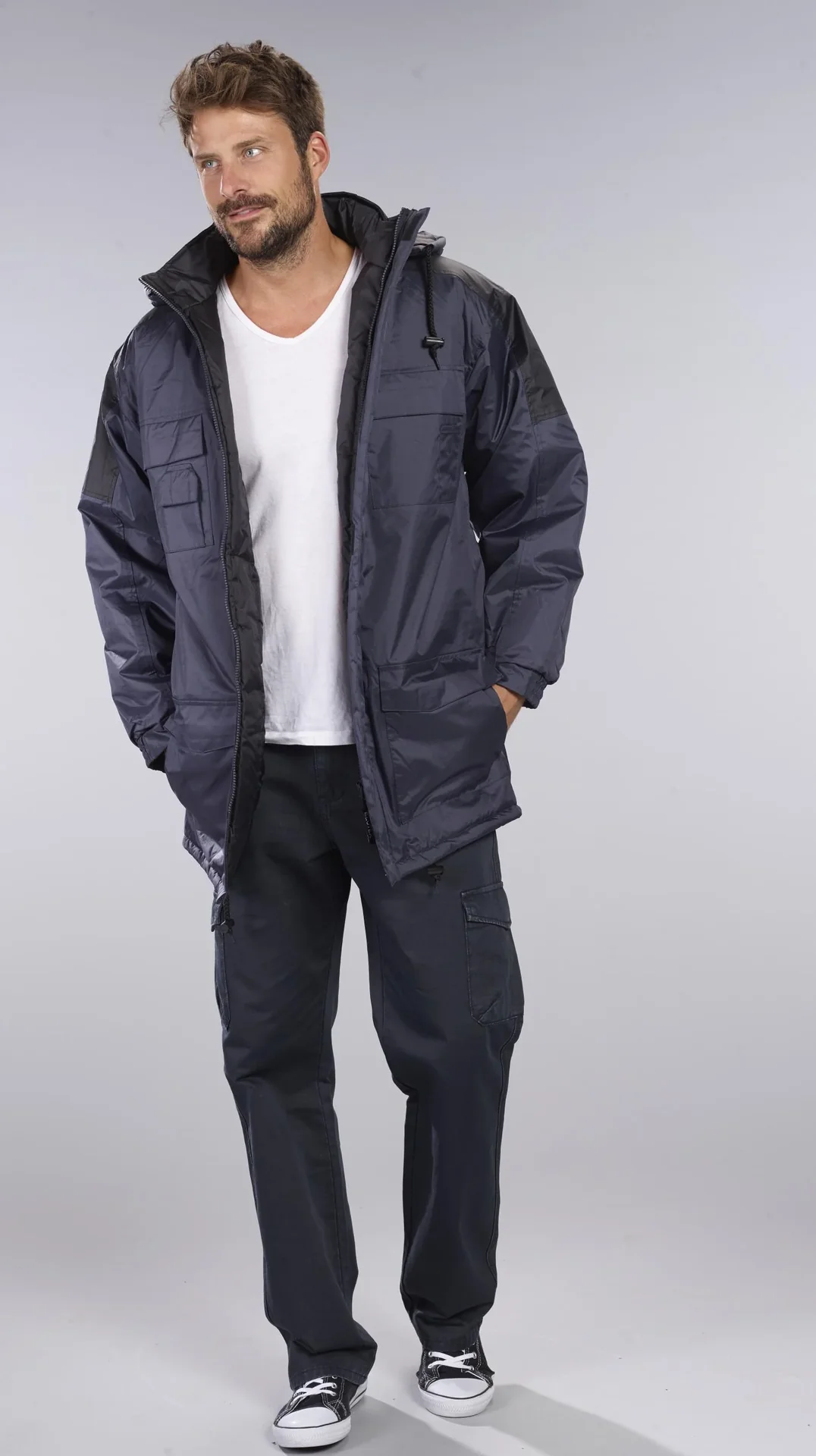 Thermoparka mit Kapuze, Farbe marine/schwarz, Gr. M - 8