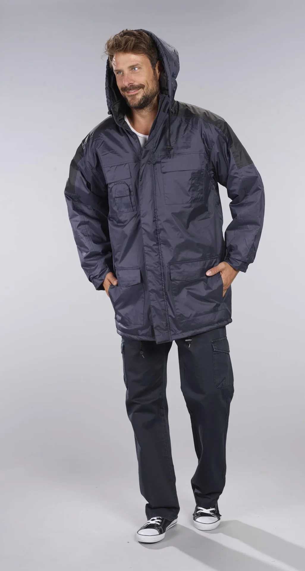 Thermoparka mit Kapuze, Farbe marine/schwarz, Gr. M - 9