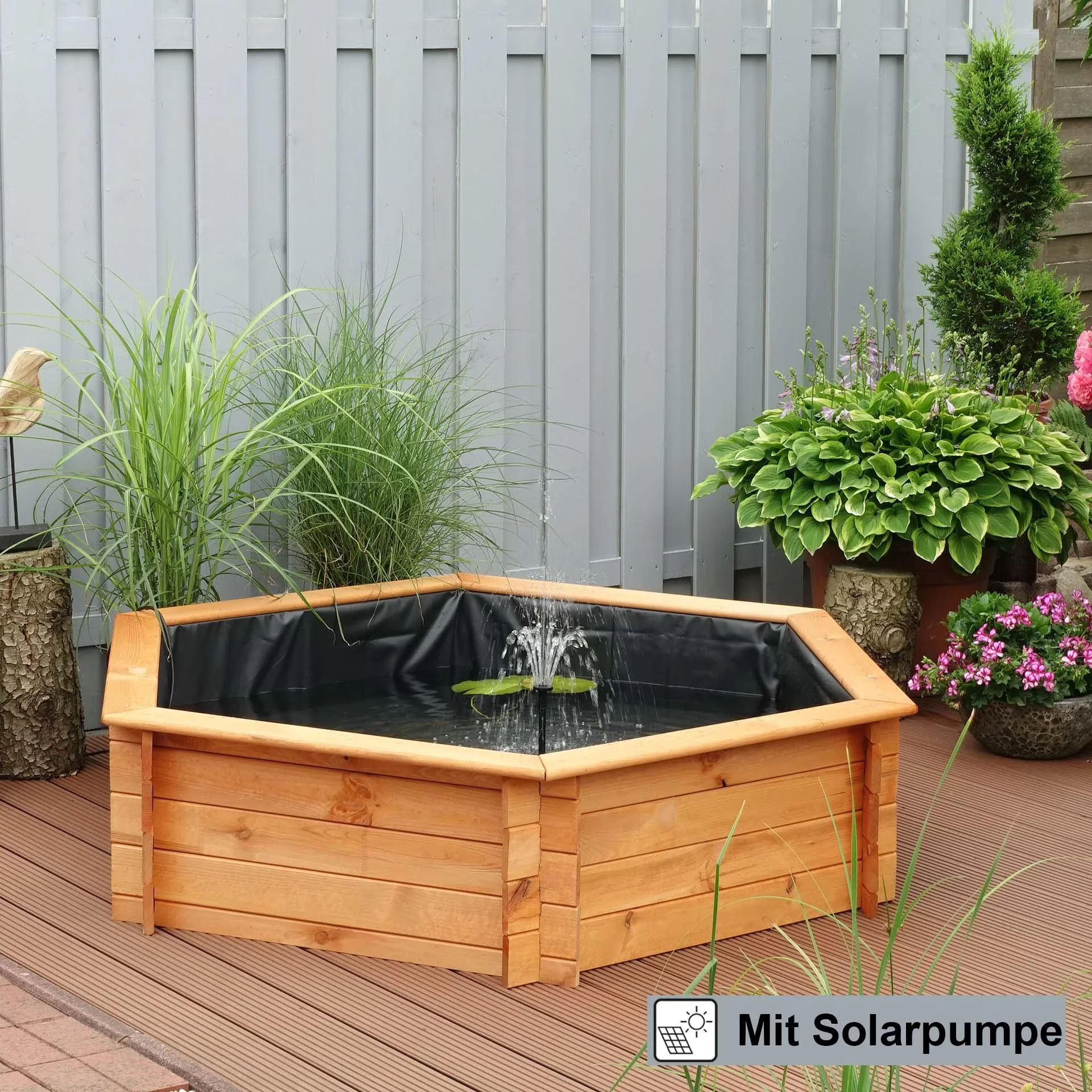 Sechseck-Hochteich 150 cm Solar - 1