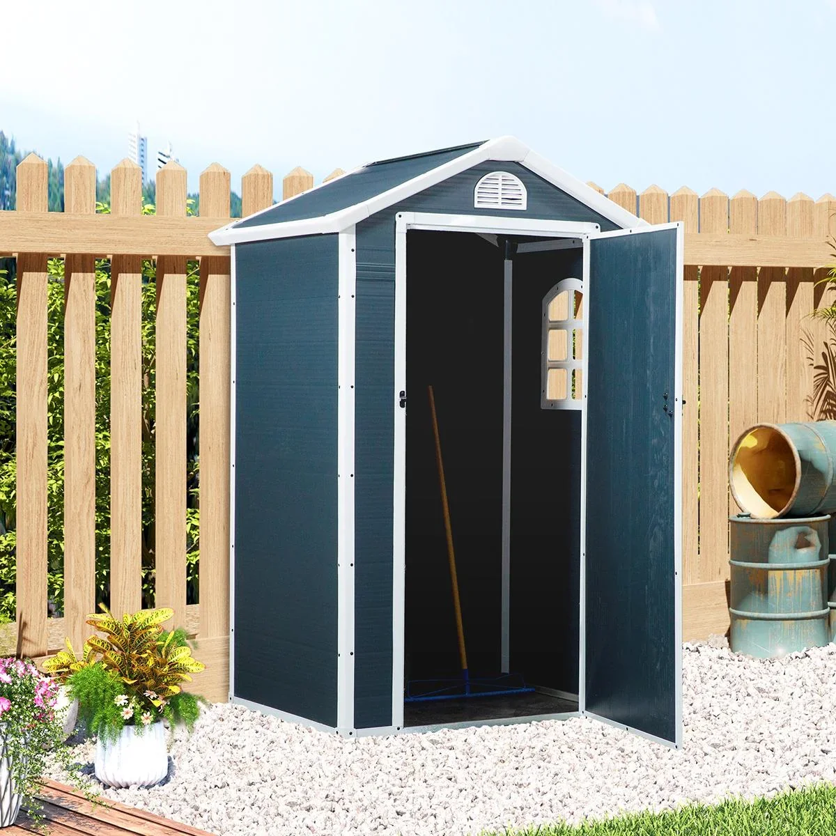 Gartenhaus mit Lüftungsfenster grau - 0