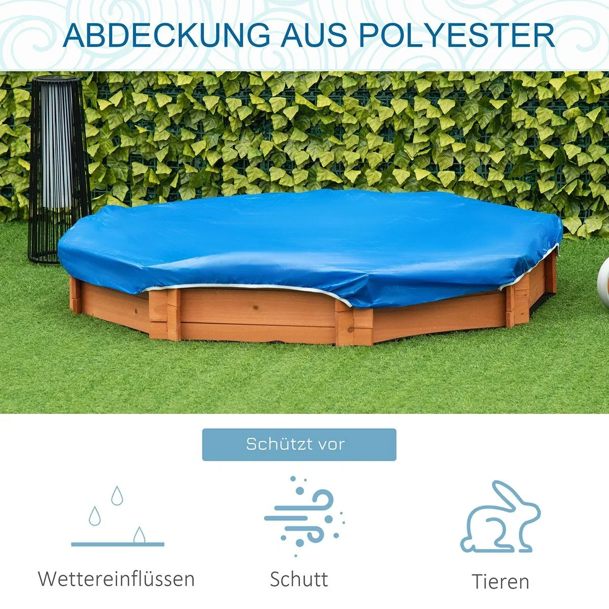 Sandkasten mit Abdeckung 8-eckig Sandkiste aus Massivholz Bodenloses Design für Kinder 3-8 Jahre 139,5 x 139,5 x 21,5 cm - 2