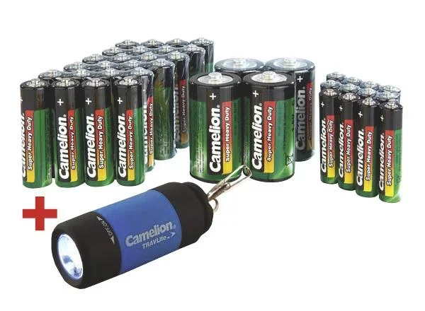 Zink-Kohle Batterie Sparpack 40-teilig mit LED Taschenlampe - 3