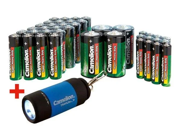 Zink-Kohle Batterie Sparpack 40-teilig mit LED Taschenlampe - 4