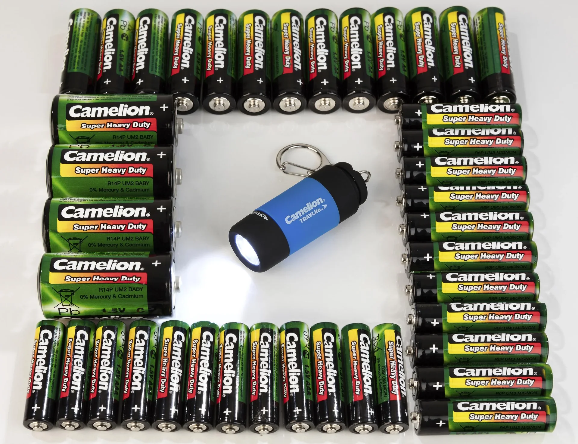 Zink-Kohle Batterie Sparpack 40-teilig mit LED Taschenlampe - 5