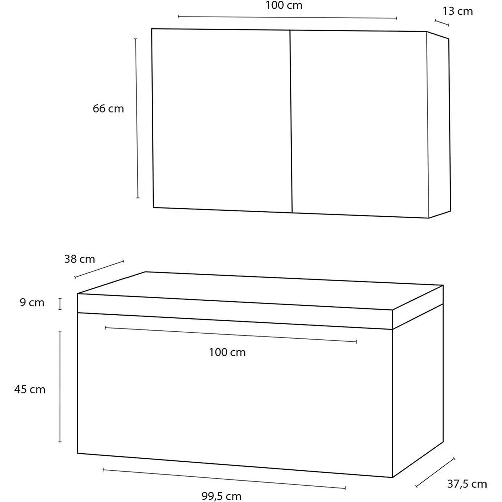 Shallow Badezimmermöbel 100cm - schwartz - 2