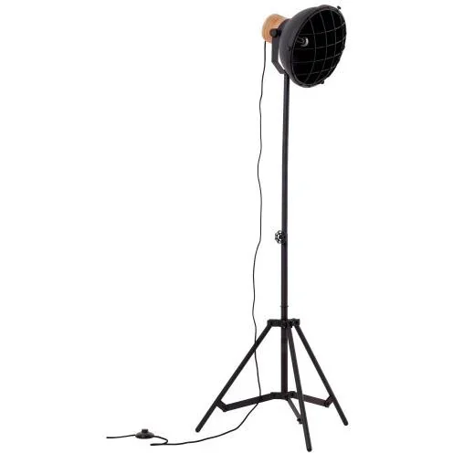 Stehleuchte Emma bundesweit mat Holzschwarz Holzbrun 60W Ø 25 cm - 0