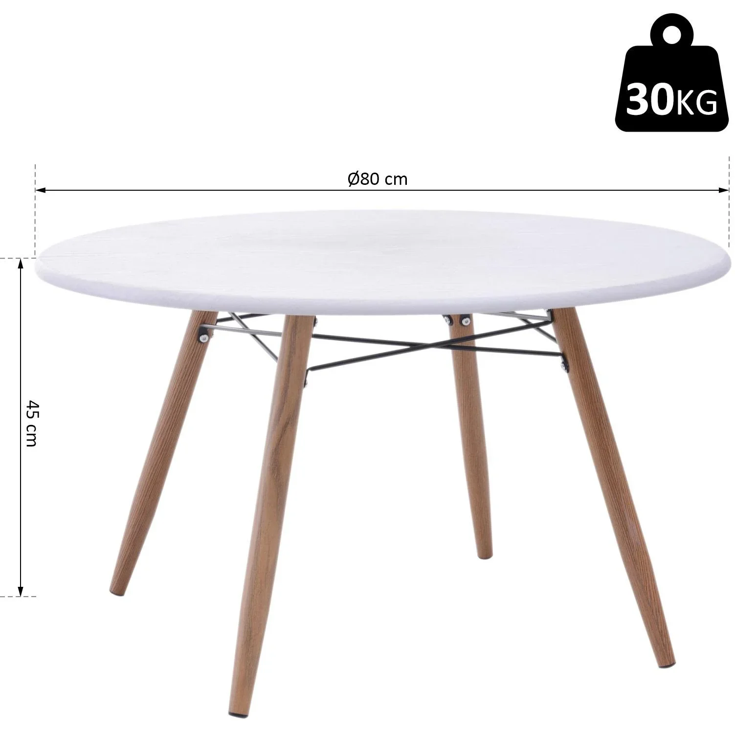 Couchtisch Beistelltisch Kaffeetisch Teetisch Nachttisch rund Holz + Metall Ø80 x H45 cm - 2