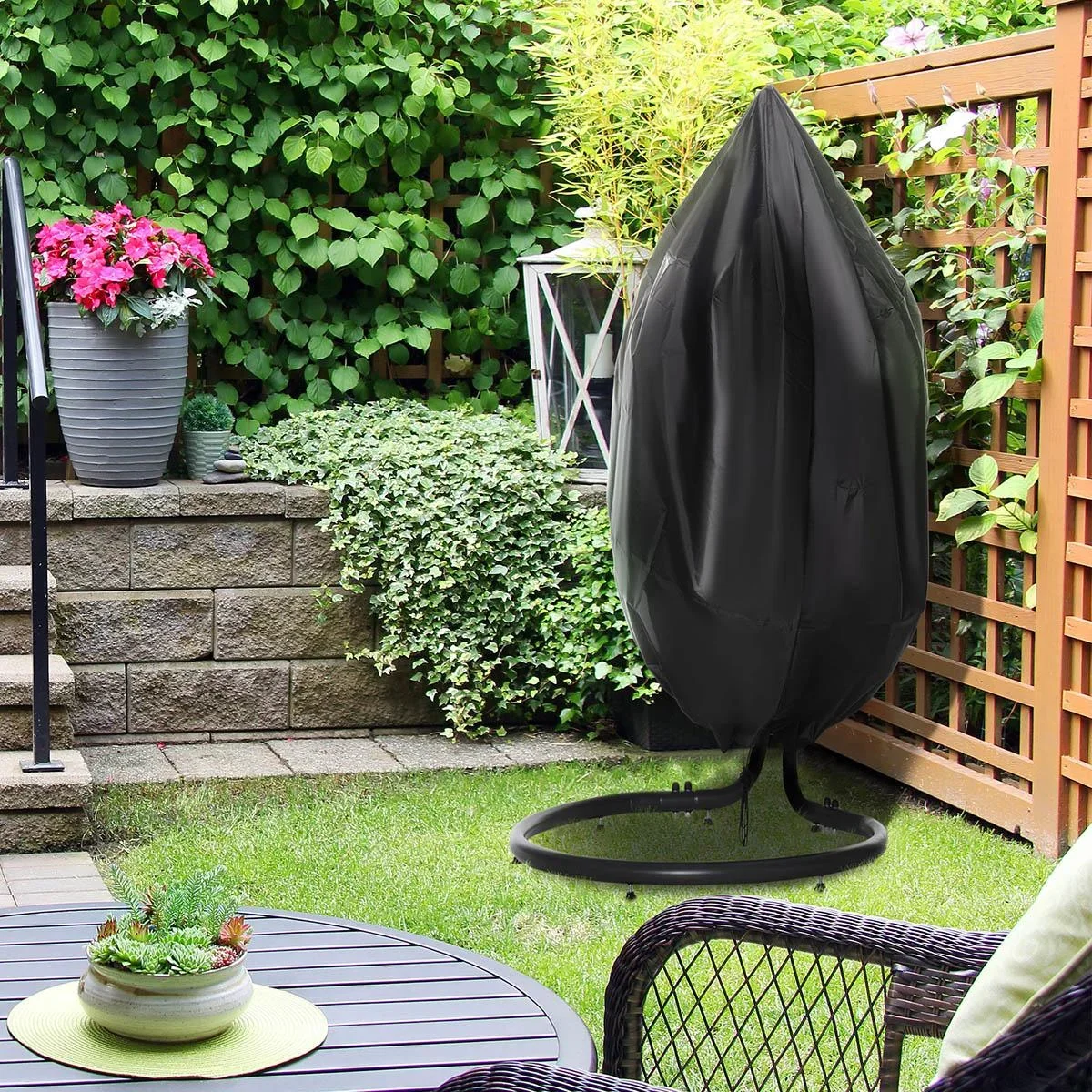 Hängesessel Abdeckung Wasserdicht 210D Oxford Outdoor Schutzhülle für Hängekorb Schwingsessel Hängestuhl Schutzhülle Ø11 - 1