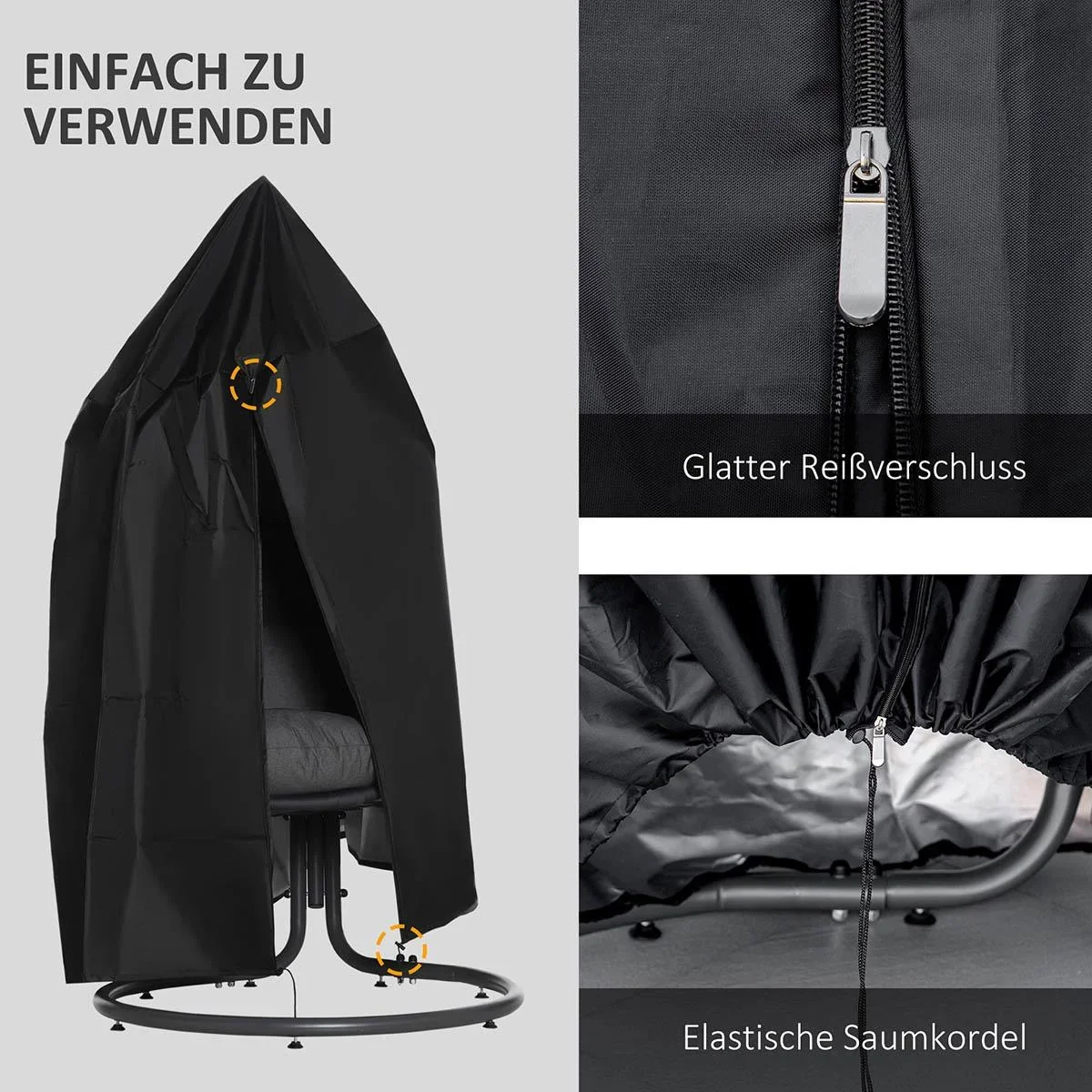 Hängesessel Abdeckung Wasserdicht 210D Oxford Outdoor Schutzhülle für Hängekorb Schwingsessel Hängestuhl Schutzhülle Ø11 - 2
