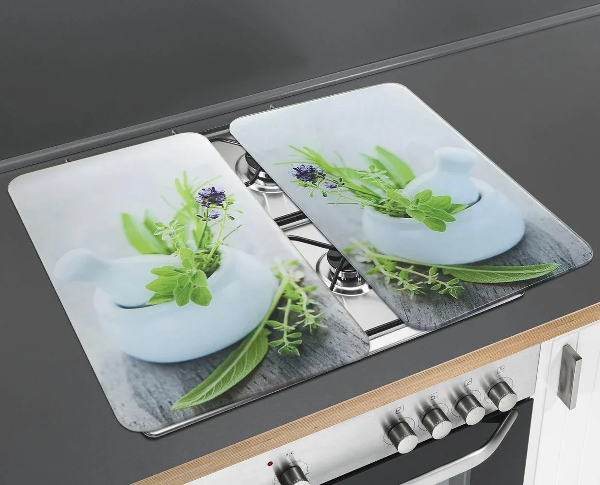 Herdabdeckplatte "Universal KRÄUTERGARTEN", 2er Set, 52 x 30 cm - 3