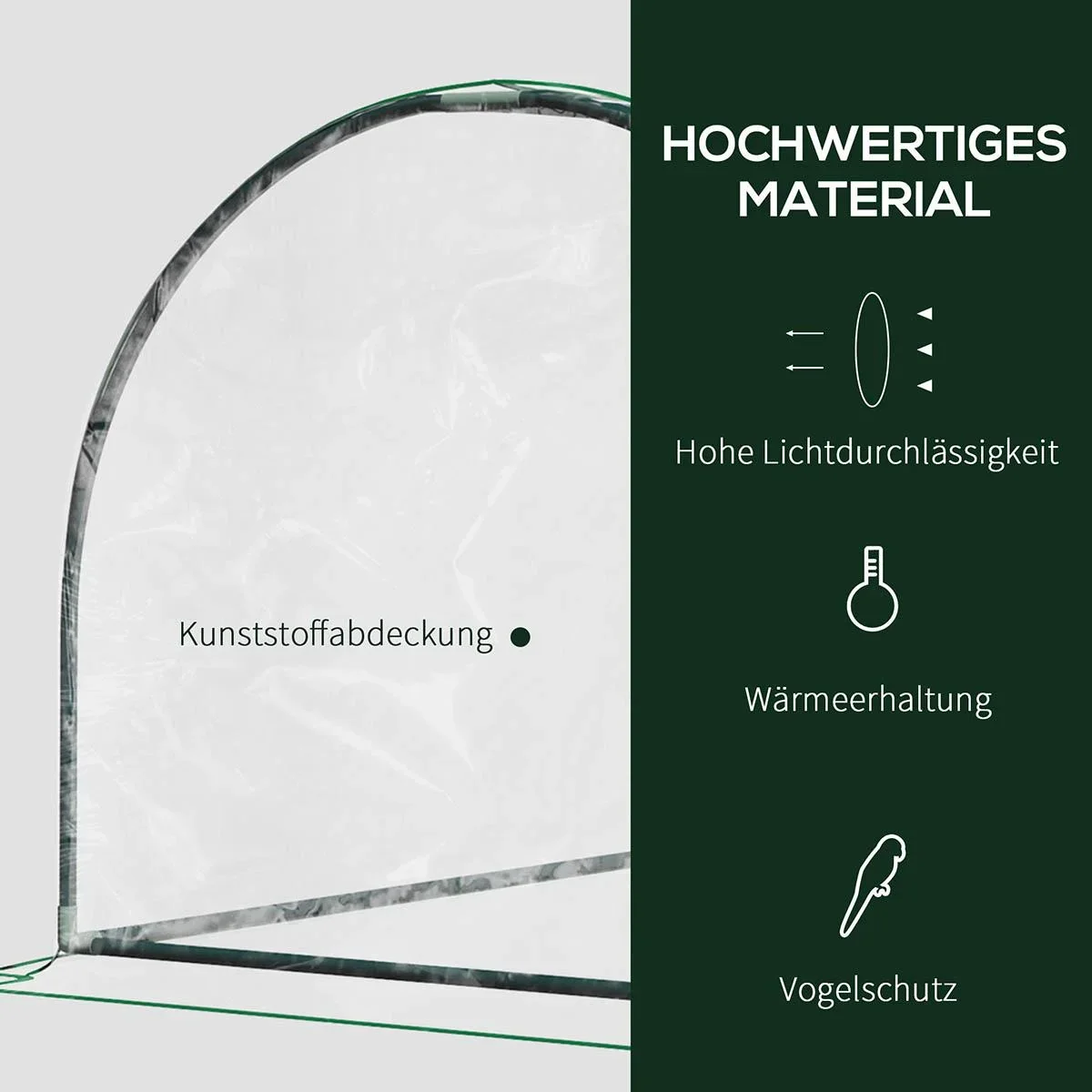 Gewächshaus, Treibhaus mit Tür, Frühbeet, Pflanzenhaus, Pflanzenaufzucht, Stahl PVC, 200 x 100 x 80 cm - 0