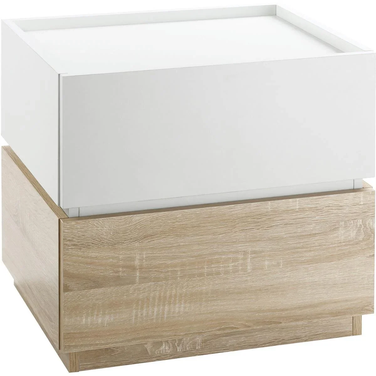 Nachttisch mit Schublade Nachtschrank stapelbar Schubladenschrank Schlafzimmer Nachtkommode Spanplatte Weiß+Natur 50 x 4 - 3