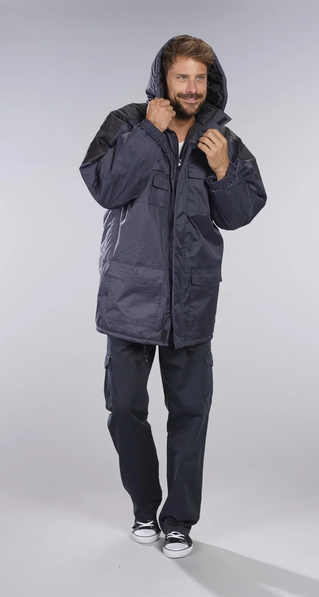 Thermoparka mit Kapuze, Farbe marine/schwarz, Gr. XL - 2
