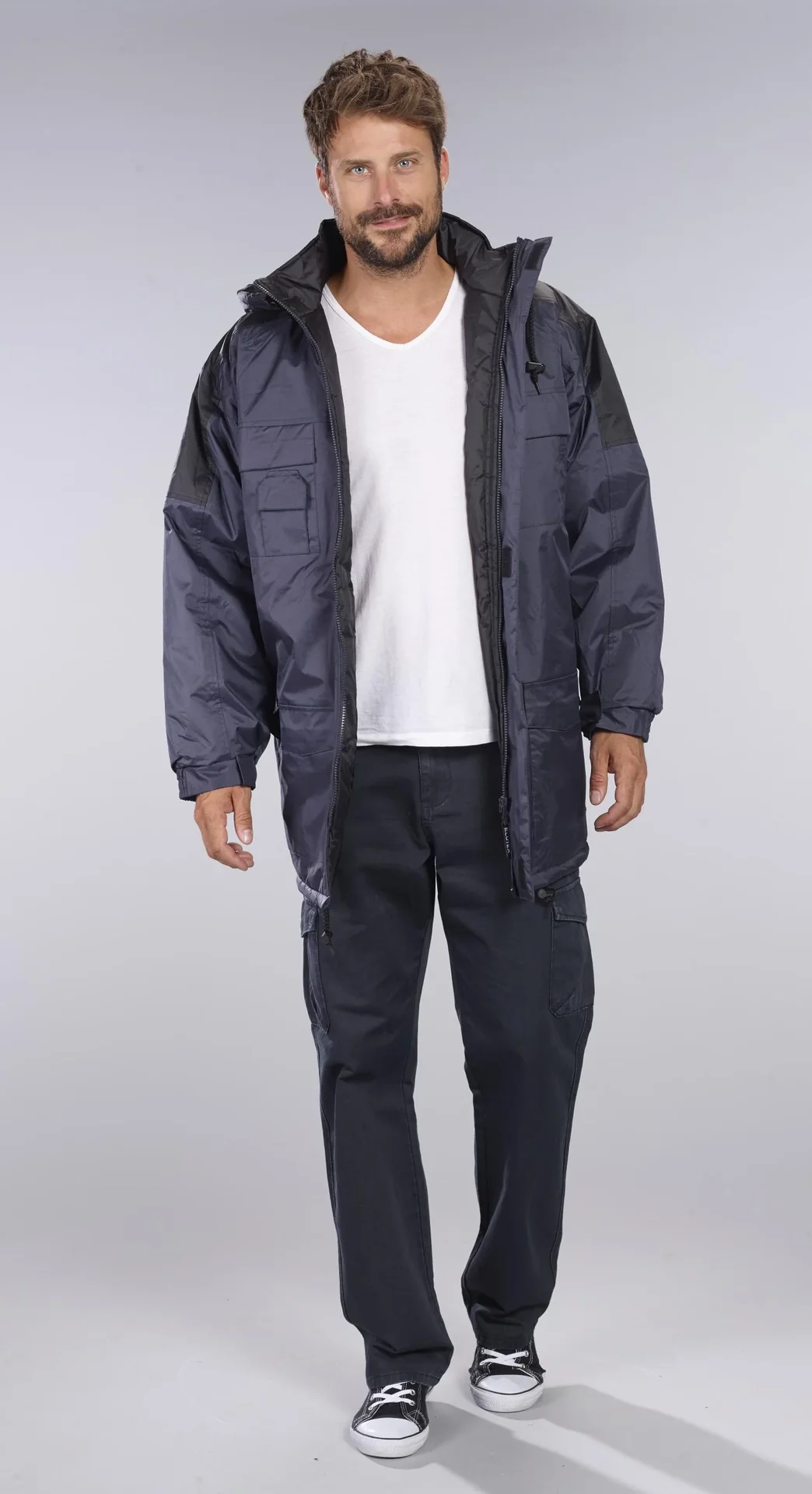 Thermoparka mit Kapuze, Farbe marine/schwarz, Gr. XL - 3