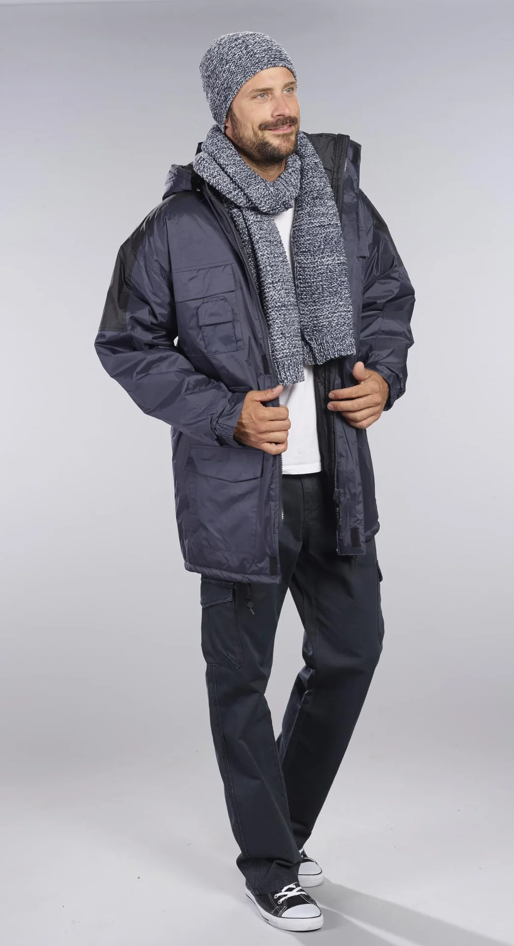 Thermoparka mit Kapuze, Farbe marine/schwarz, Gr. XL - 4