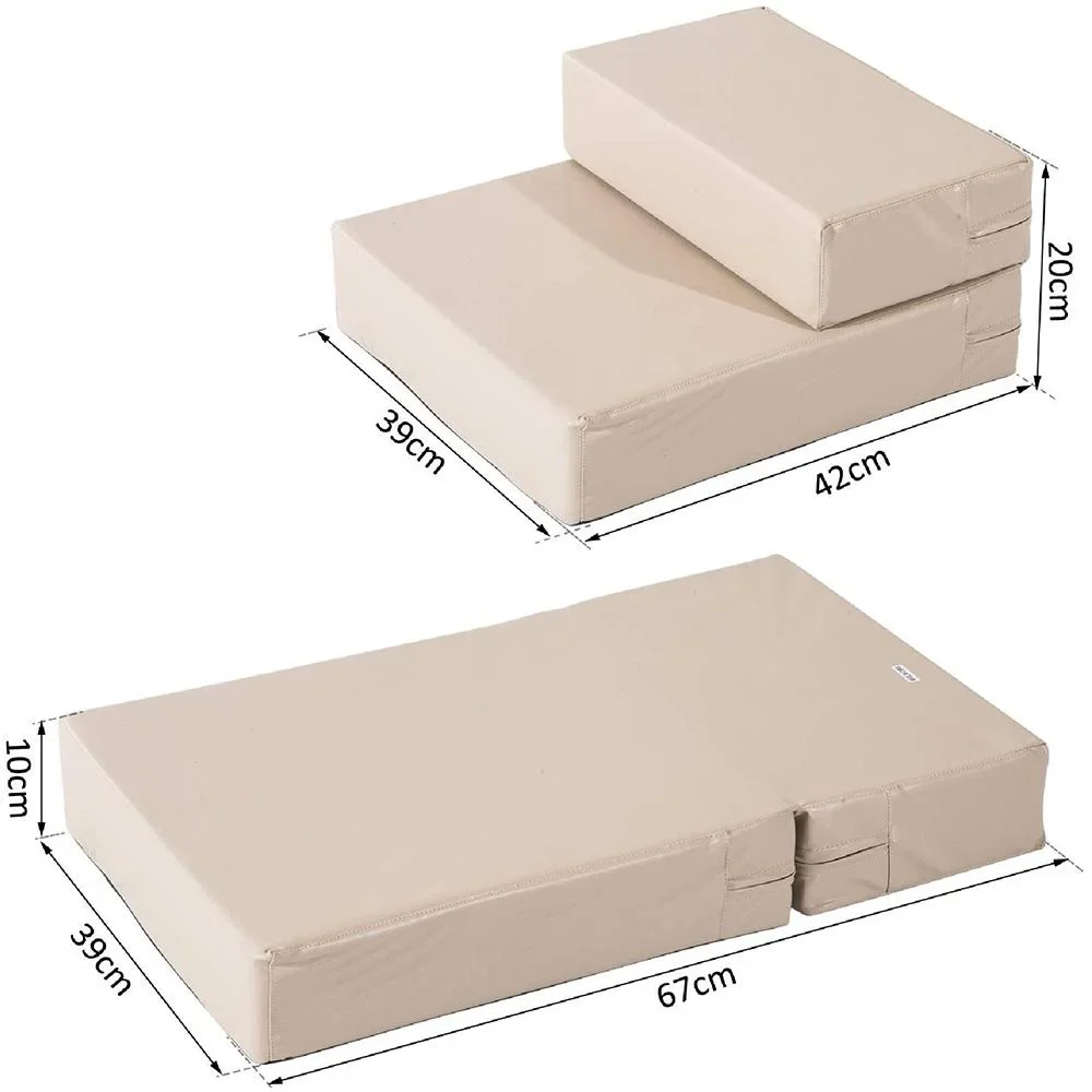 Tiertreppe Hundetreppe Katzentreppe Unterlage für Haustier Klappbar Gelbbraun L42 x B39 x H20 cm - 1