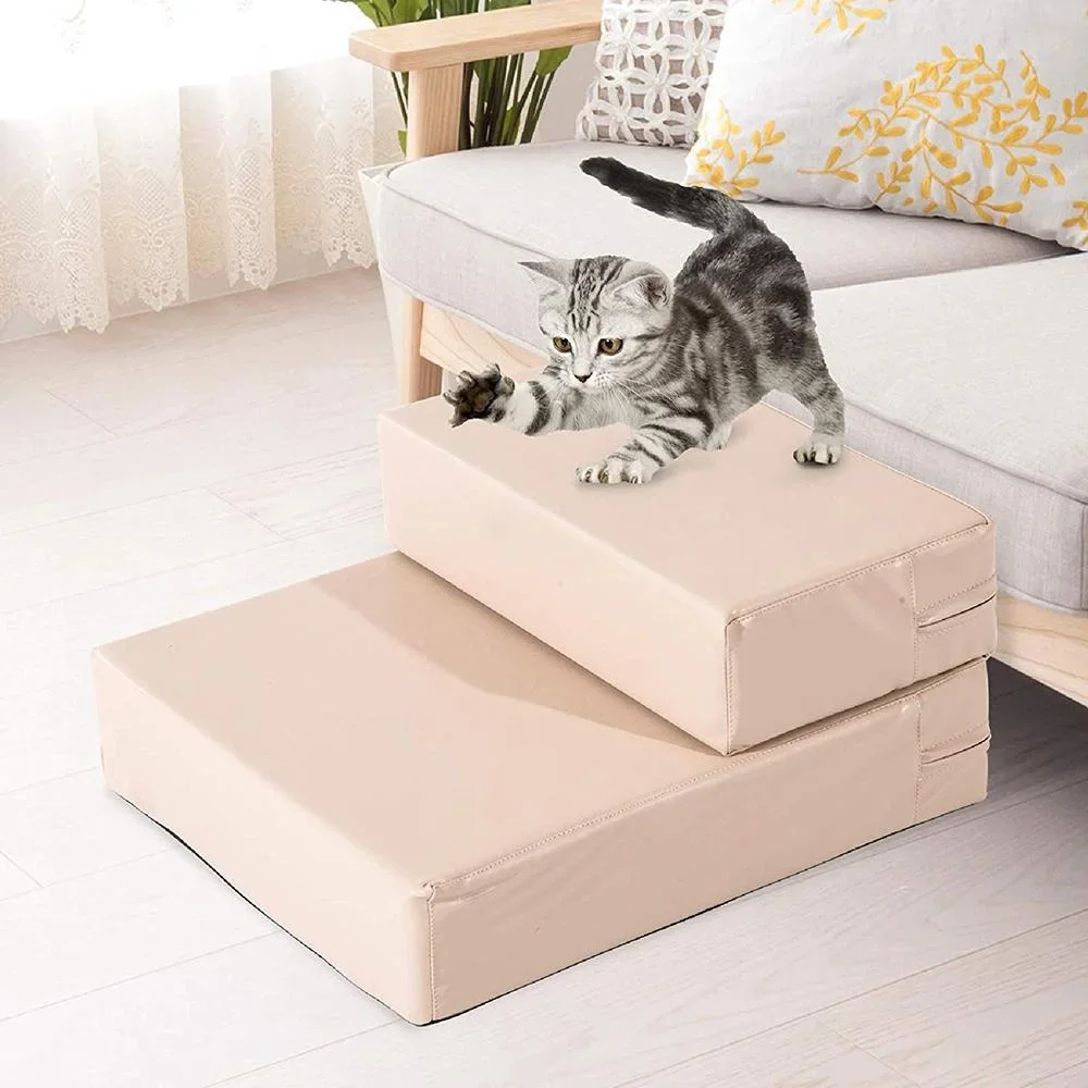 Tiertreppe Hundetreppe Katzentreppe Unterlage für Haustier Klappbar Gelbbraun L42 x B39 x H20 cm - 2
