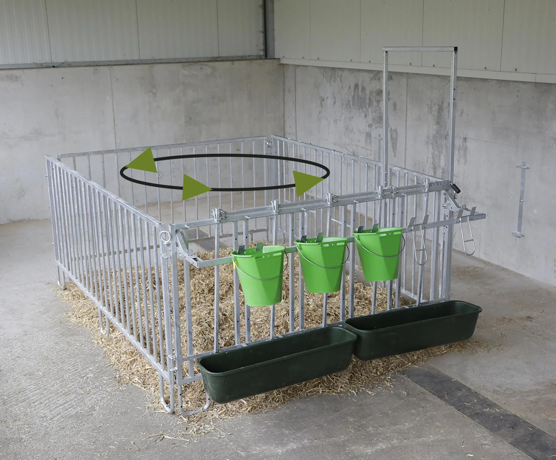 Fanggitter mit 5 Fressplätzen für modulare Zaunaufstallung - 3