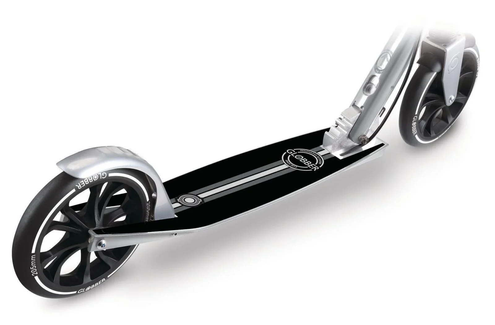 NL 205 Deluxe Tretroller, 205 mm, ABEC 7, Handbremse, höhenverstellbar, Frontfederung, Klappmechanismus, silber - 3