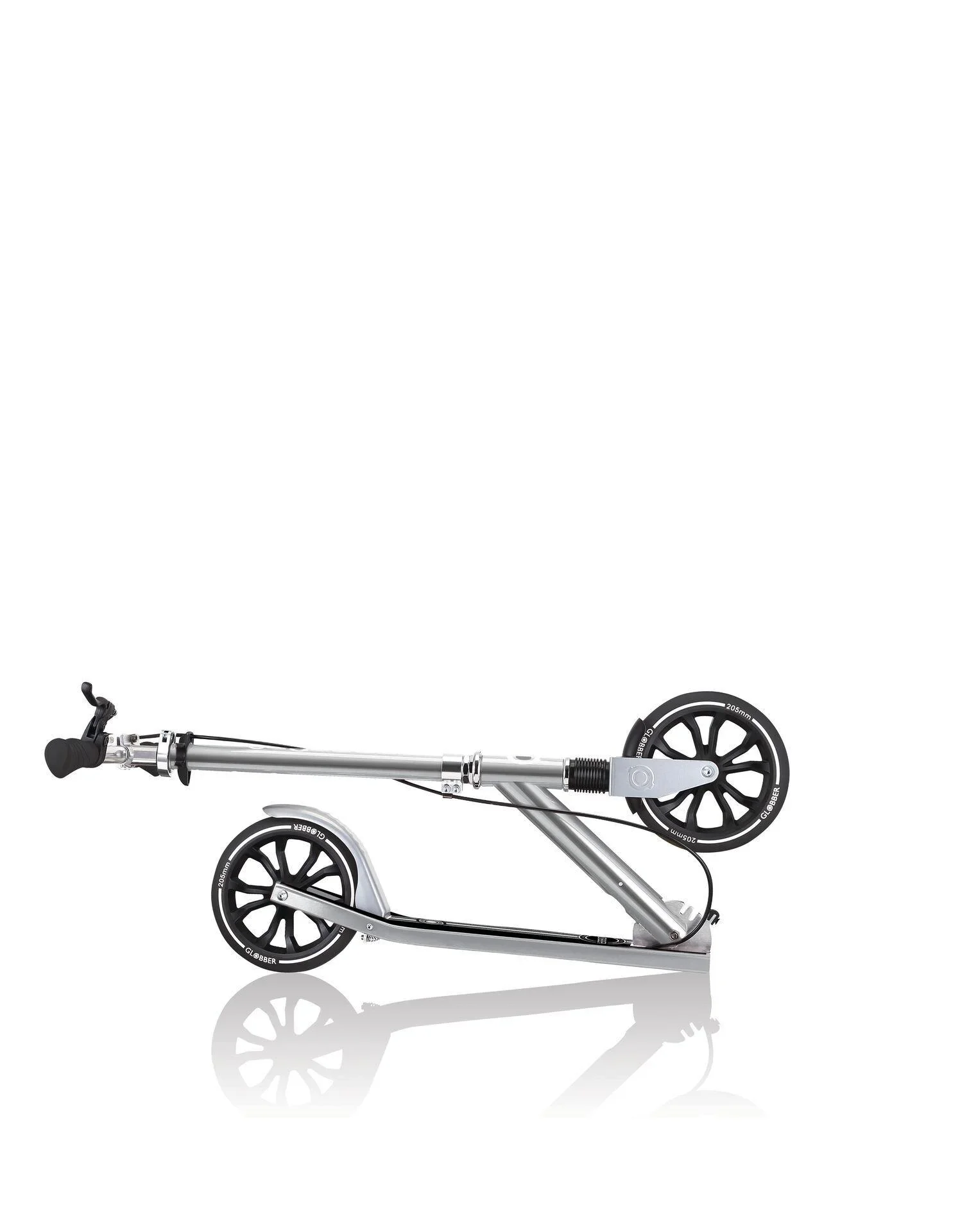 NL 205 Deluxe Tretroller, 205 mm, ABEC 7, Handbremse, höhenverstellbar, Frontfederung, Klappmechanismus, silber - 7