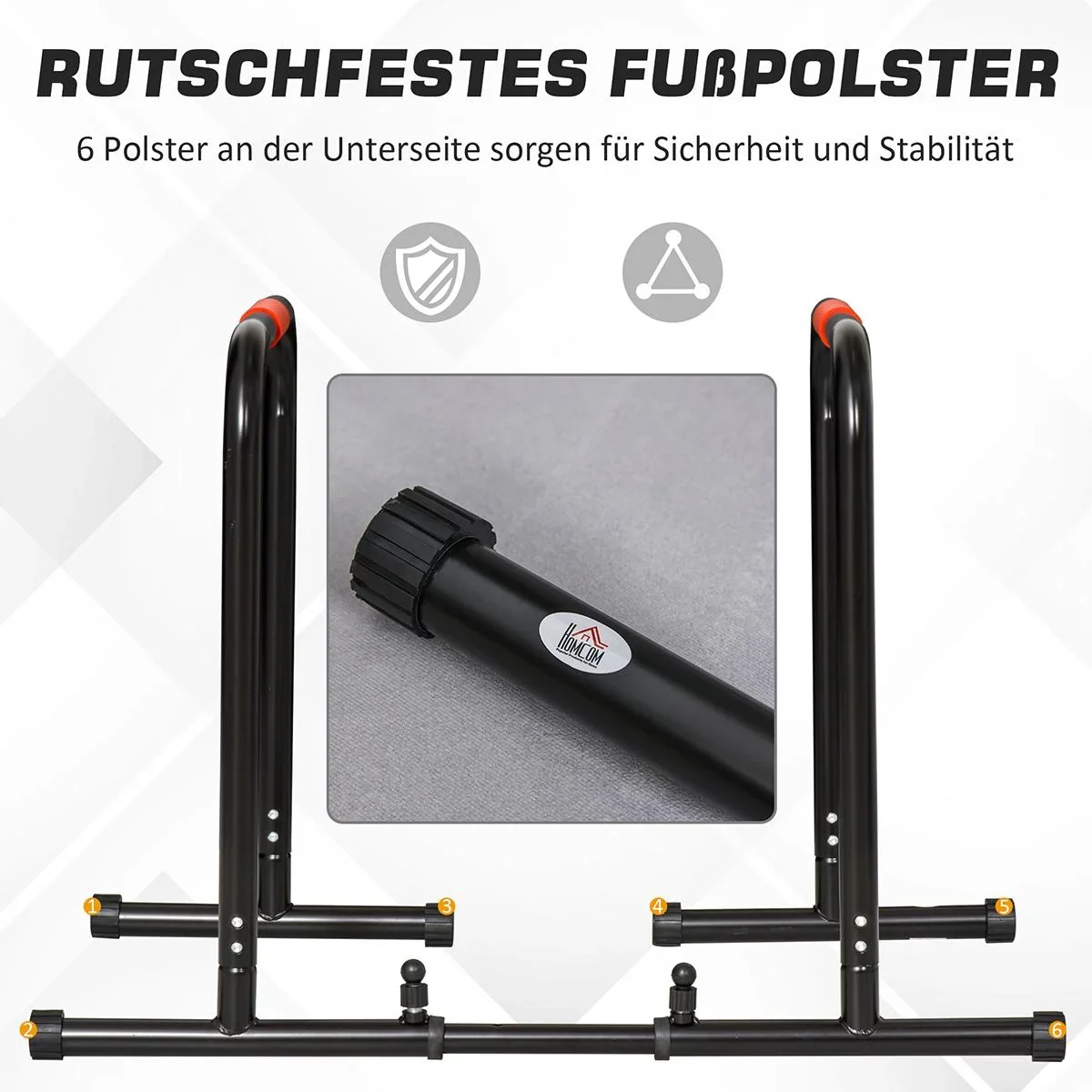 Dip Barren Fitness Parallettes Push Up Dip Station Einstellbar Fitness multifunktional Stahl Schwarz 89-99 x 62 x 72 cm - 2