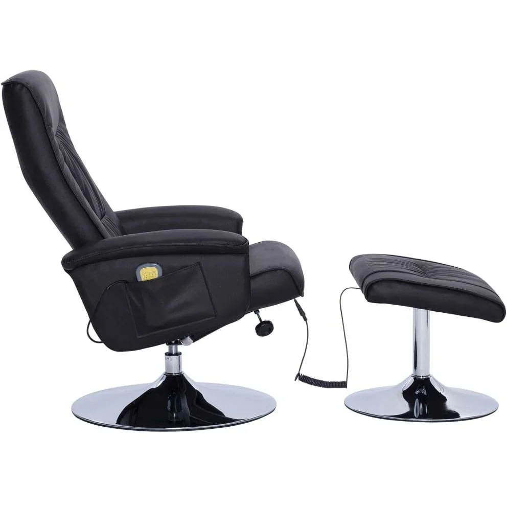 Massagesessel verstellbar mit Fußhocker Kunstleder schwarz - 0