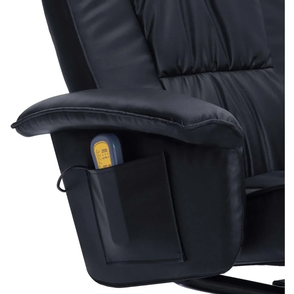 Massagesessel verstellbar mit Fußhocker Kunstleder schwarz - 3