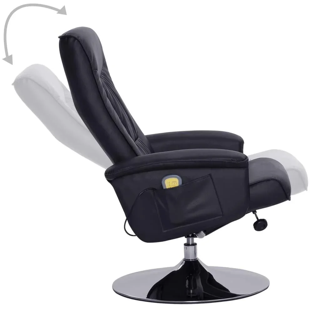 Massagesessel verstellbar mit Fußhocker Kunstleder schwarz - 4