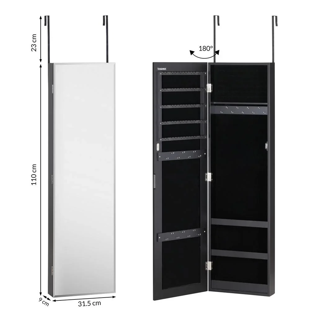 Schmuckschrank schwarz 31,5x9x110cm hängend - 4