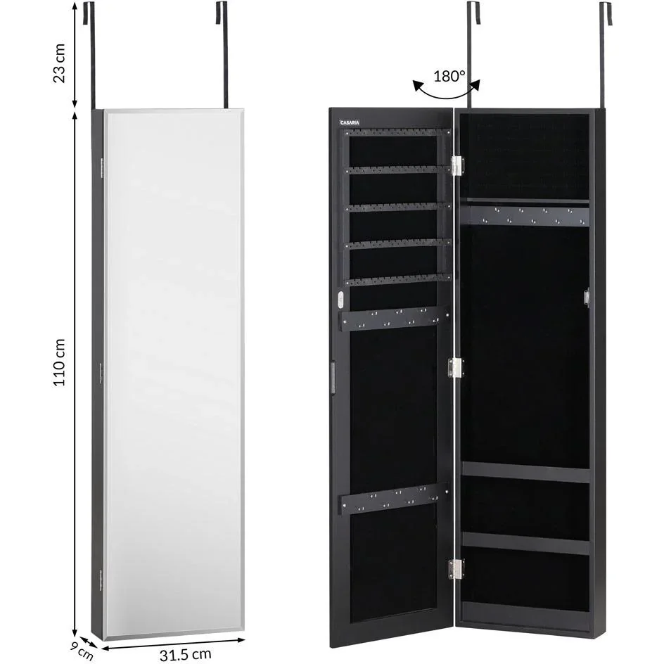 Schmuckschrank schwarz 31,5x9x110cm hängend - 5
