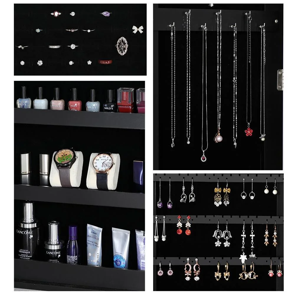 Schmuckschrank schwarz 31,5x9x110cm hängend - 8