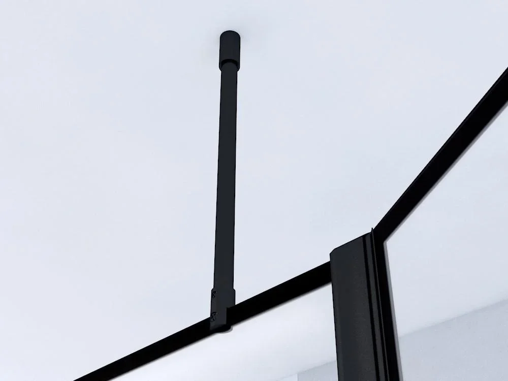 Duschwand in modernem Design 90+40 x 195 cm - Glasdusche mit matt schwarzen Wandprofil - 5