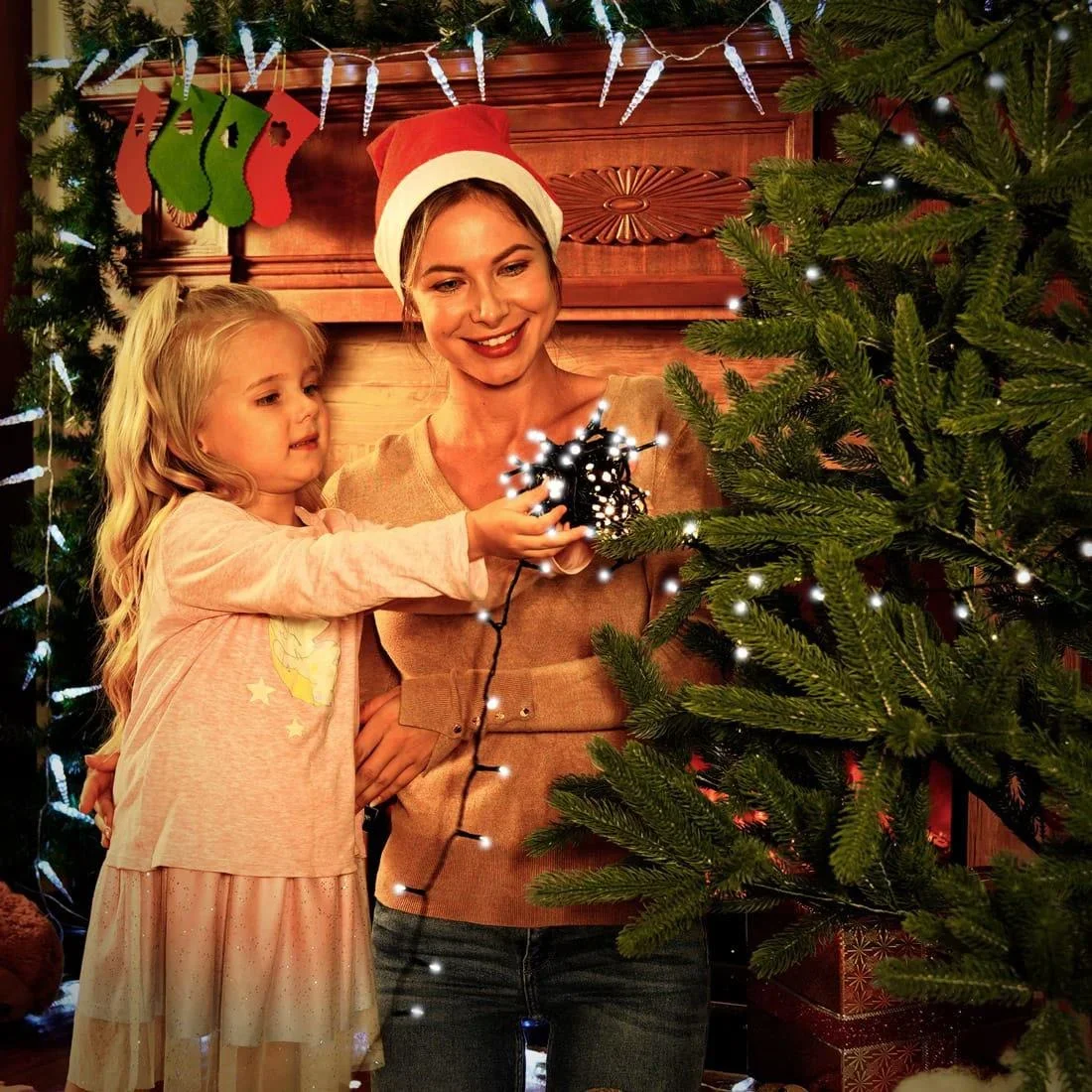 Weihnachtsbeleuchtung - 11,5 m - 160 Leds - Kaltweiß - Mit Zeitschaltuhr - Für den Innen- und Außenbereich - 2