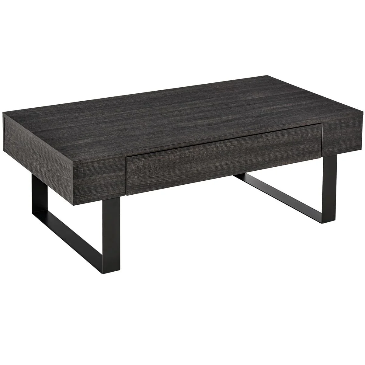 Couchtisch Beistelltisch Sofatisch Fernsehtisch Kaffeetisch Wohnzimmertisch mit Schublade Regale stabiles Stahlgestell e - 2