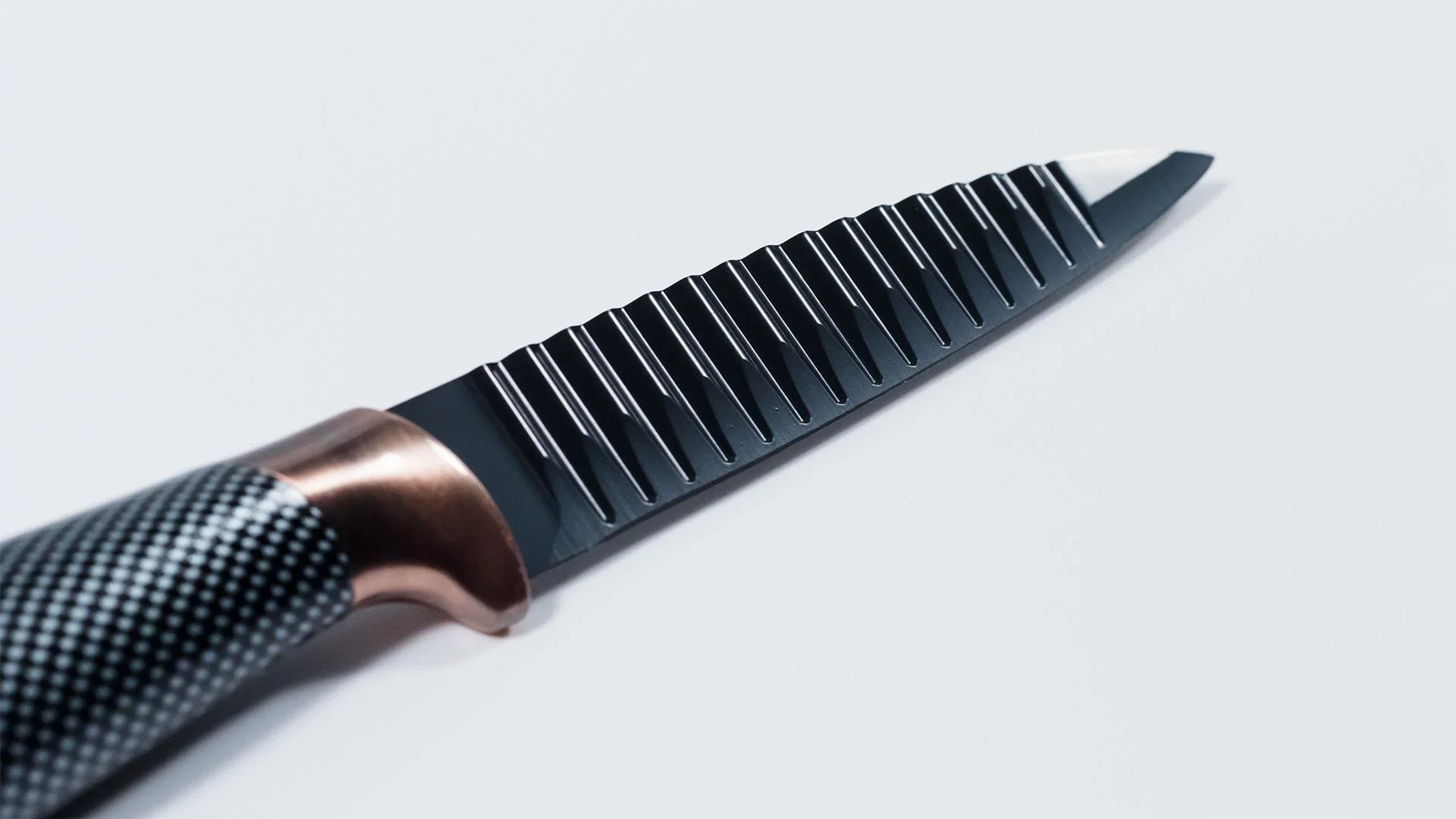 Messer-Set mit Messerblock, in Carbon-Optik, Schwarz/ Roségoldfarben, 6-teilig - 1