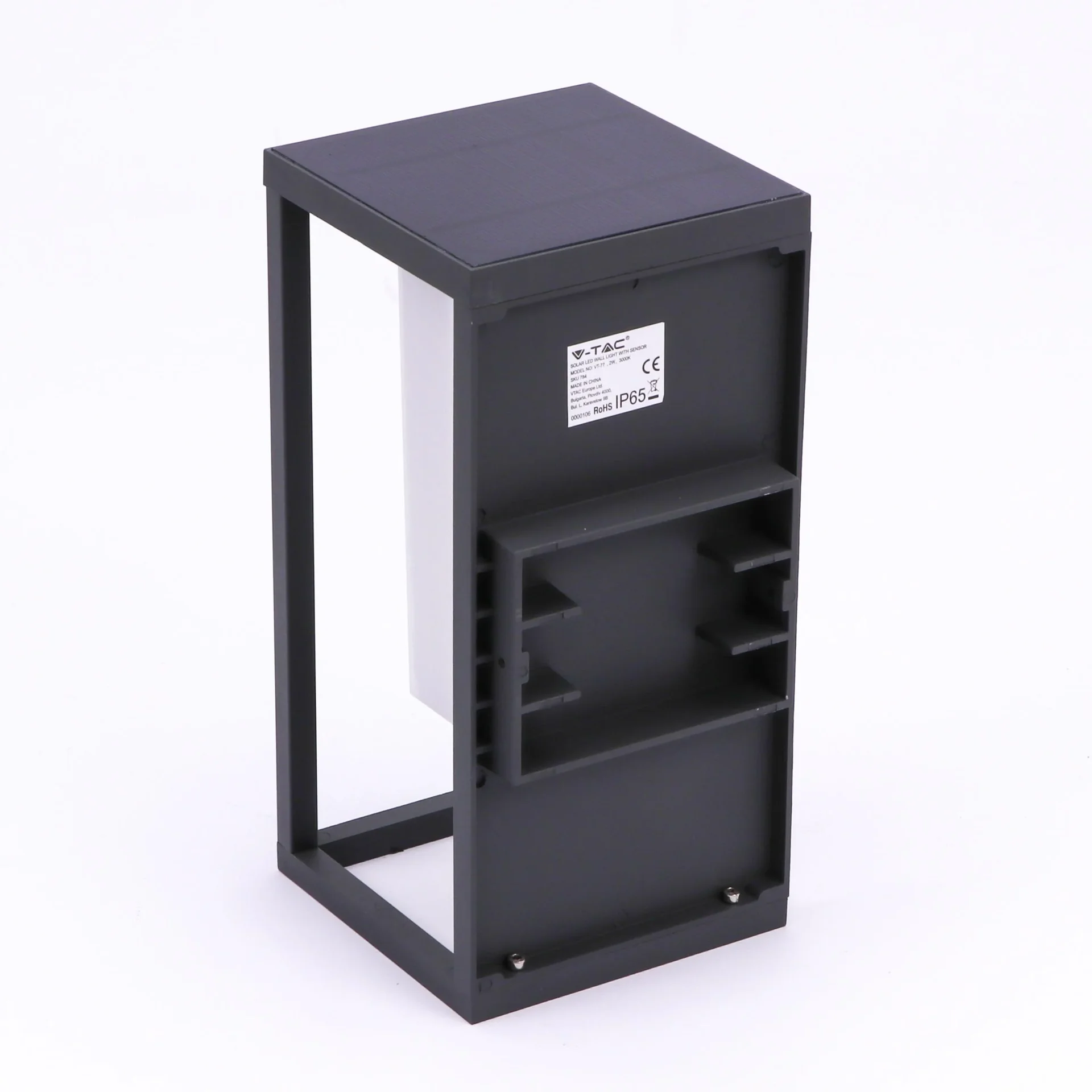 VT-77 Led-Solar-Wandleuchte - Anthrazit - 3000K - 0