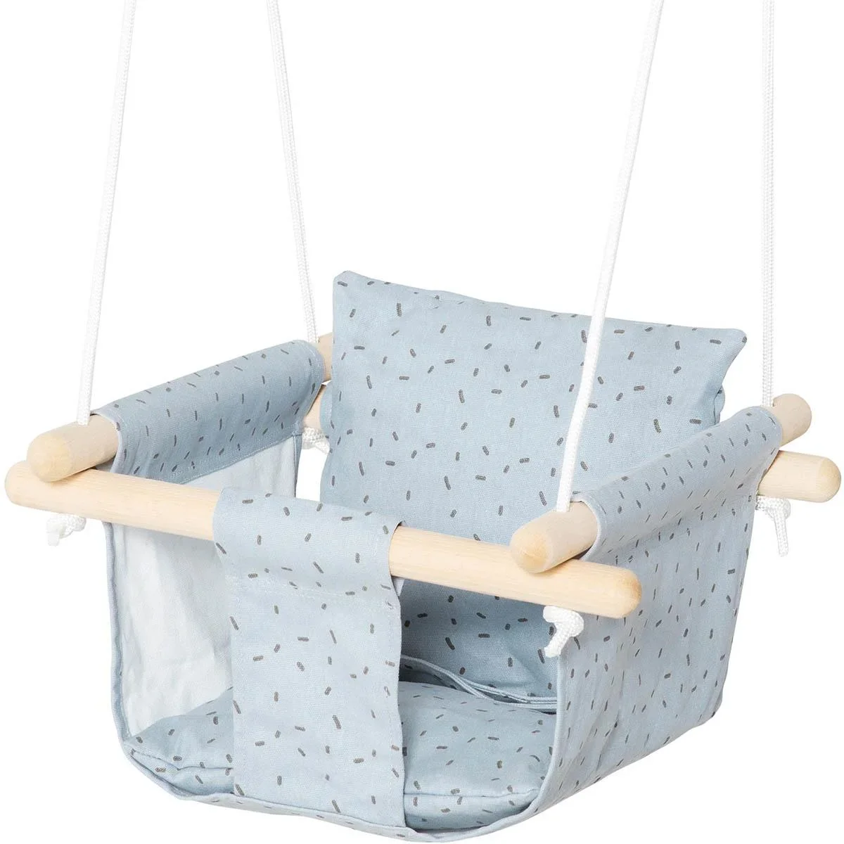 Kinderschaukel mit Sicherheitsgurt, Holzgestell, grau, 40 x 40 x 180 - 1