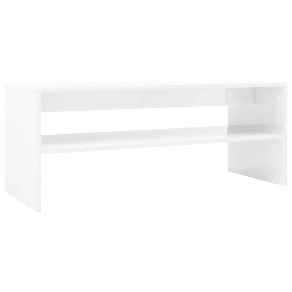 Couchtisch 100x40x40 cm Hochglanz weiß Spanplatte - 1