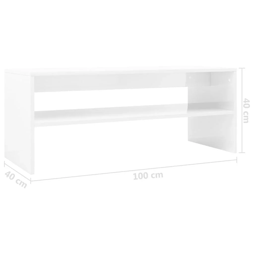 Couchtisch 100x40x40 cm Hochglanz weiß Spanplatte - 3