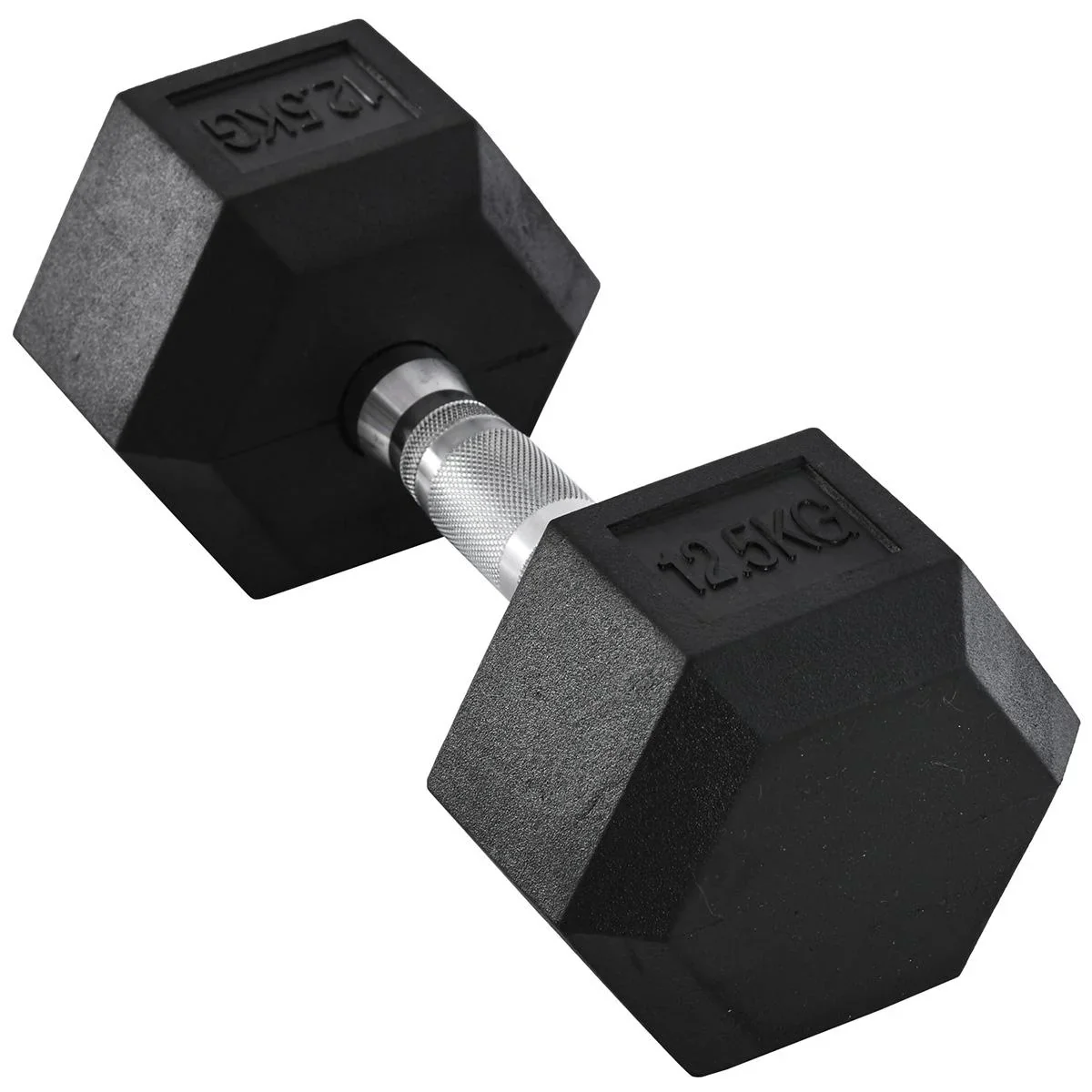 Hexagon Kurzhantel Gusseisen Hantel Gummi-Hantel Griff gerändelt Gewichte Metall Gummi schwarz 1 x 12,5 KG - 0