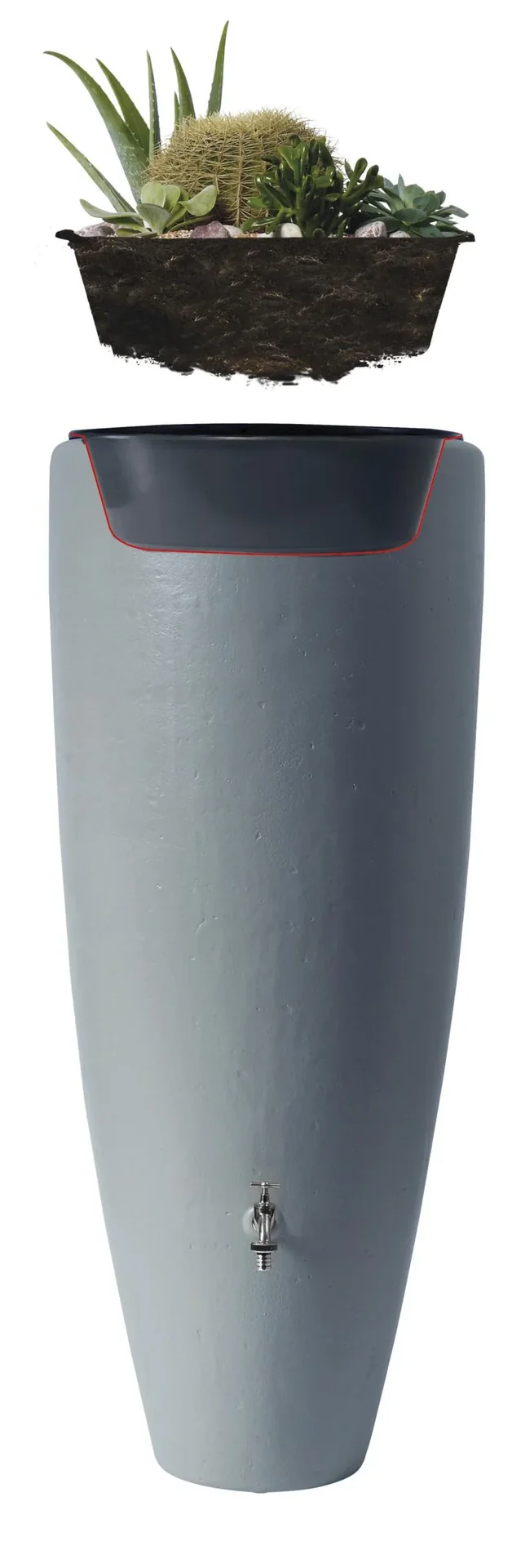 2 in 1 Regentonne, Wasserbehälter, Zinkgrau, 300 Liter - 2
