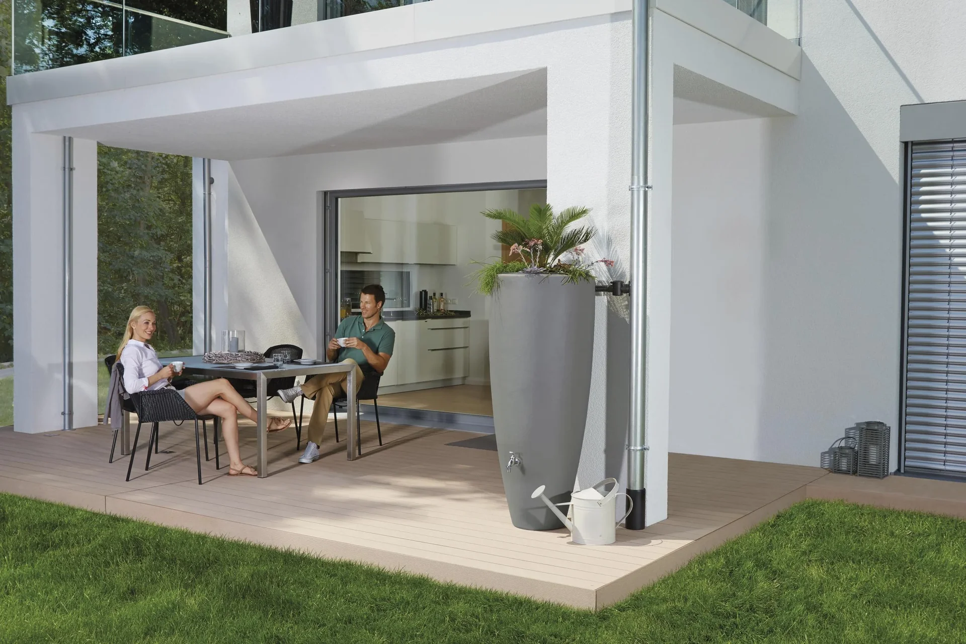 2 in 1 Regentonne, Wasserbehälter, Zinkgrau, 300 Liter - 3