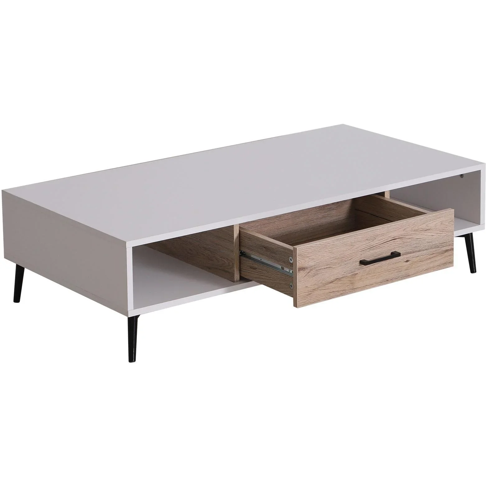 Couchtisch Beistelltisch Sofatisch Fernsehtisch Kaffeetisch 1 x Schublade 3 x Ablage Holz 110 x 60 x 30 cm - 3