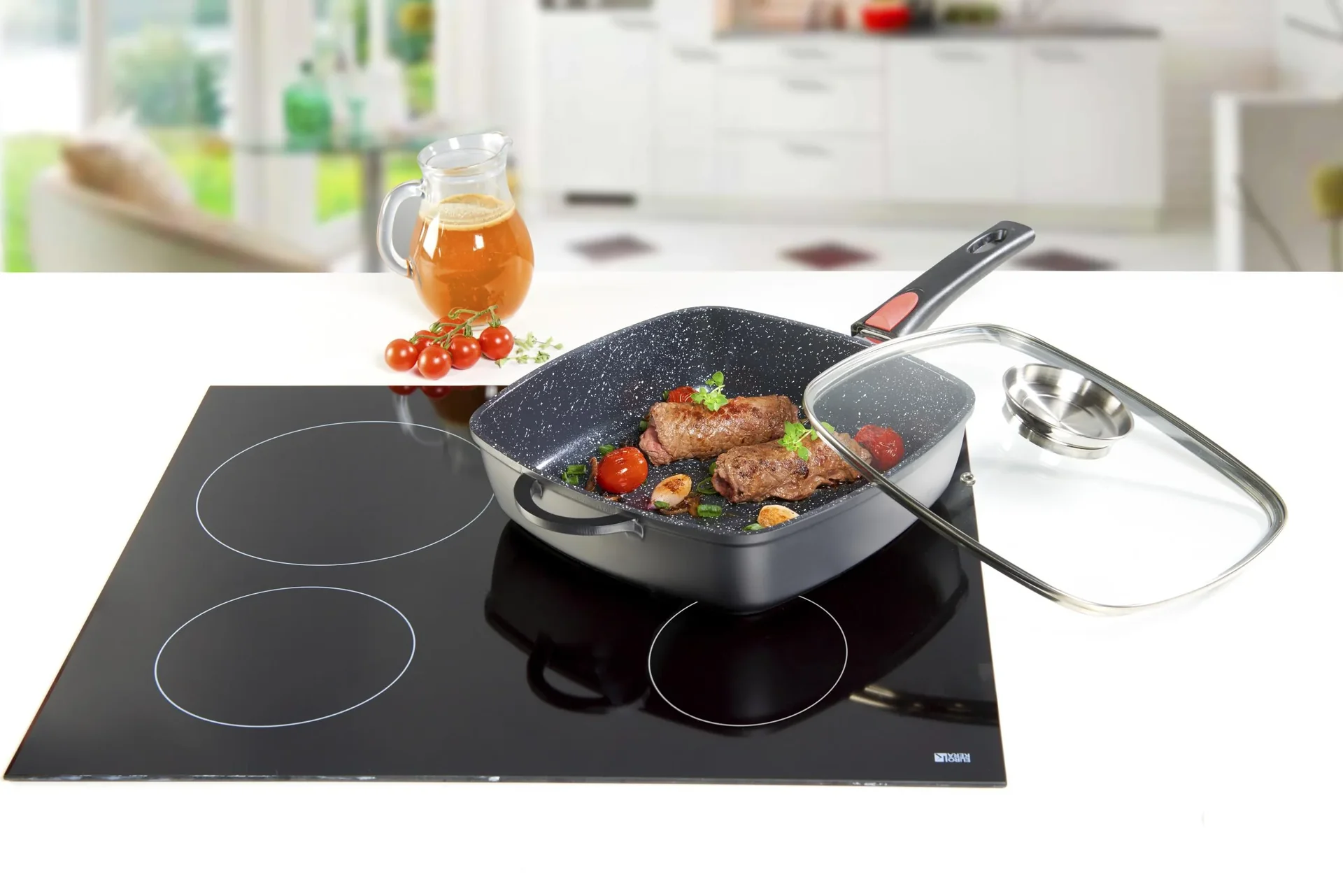 Keramik-Titanium Eckpfanne, 6 Liter, 28 x 28 cm, Aluguss - 1