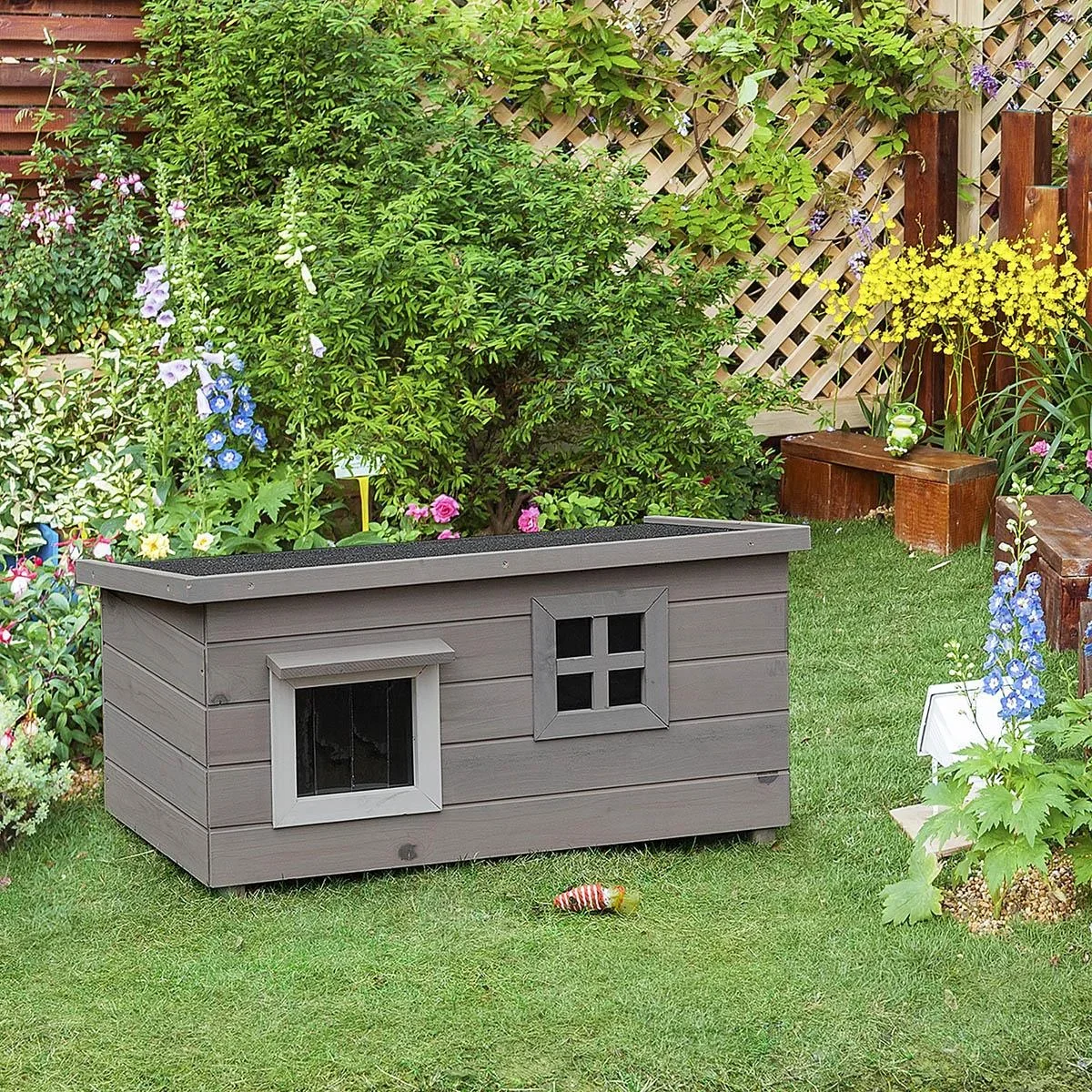 Katzenhaus - Indoor/Outdoor - Grau/Schwarz - 87 x 52 x 48 cm - 2