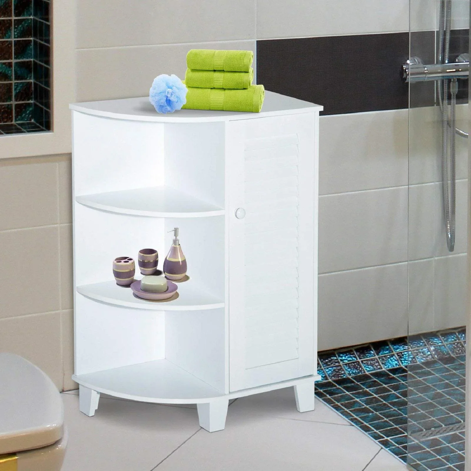 Eckschrank Badschrank Standschrank Weiß - 3